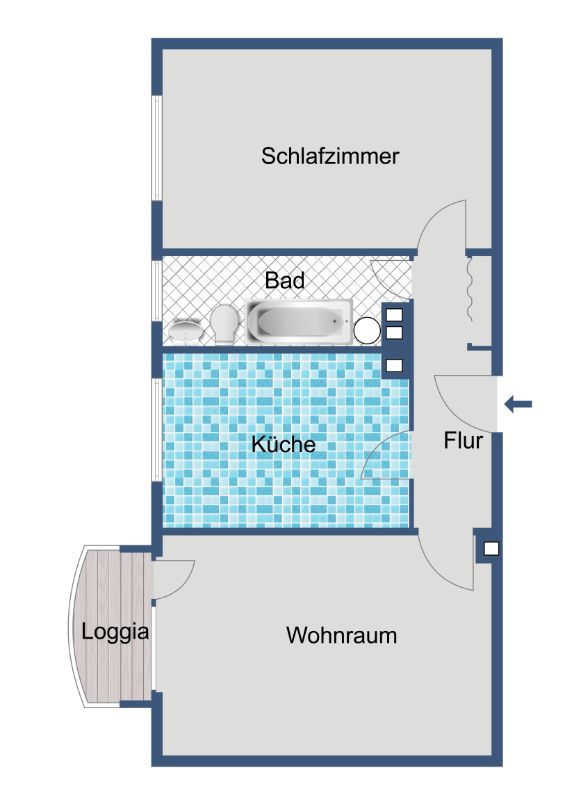 Komfortable 2 Zimmer Wohnung im 1 Obergeschoss mit Loggia in ruhigem Haus - Foto 2