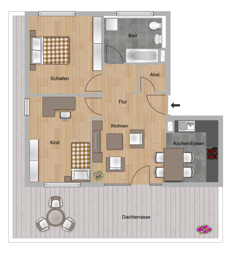 Moderne 3-Zimmer-Wohnung mit Dachterrasse in Wiesbaden Nordost - Photo 1